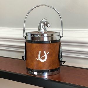 Vintage 60-70s ice bucket barware with lid. In box!